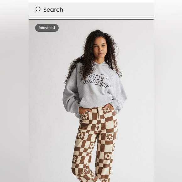 PacSun Eco Flower Checkerboard High Waisted Straight Leg Jeans EUC - Picture 2 of 5